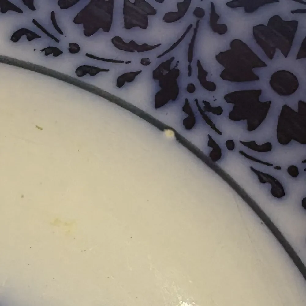 K & G Luneville France Antique Opaque Flow Blue & White Transferware 8.5” Bowl